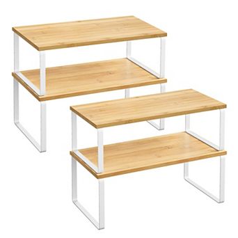 Stackable Expandable Cabinet Organizer Shelf Metal Wood Spice Rack