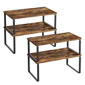 Stackable Expandable Cabinet Organizer Shelf Metal Wood Spice Rack