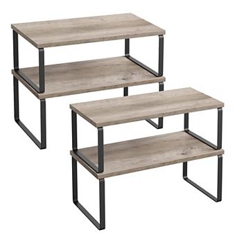 Stackable Expandable Cabinet Organizer Shelf Metal Wood Spice Rack