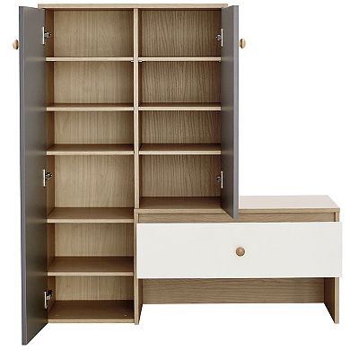 Trikiousd Storage Shoe Bench Cabinets Shelves Organizer Cabinets with 6-Tier Adjustable Shelves