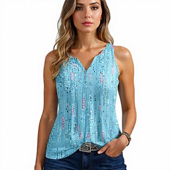 Casual V-Neck Button Tank for Spring