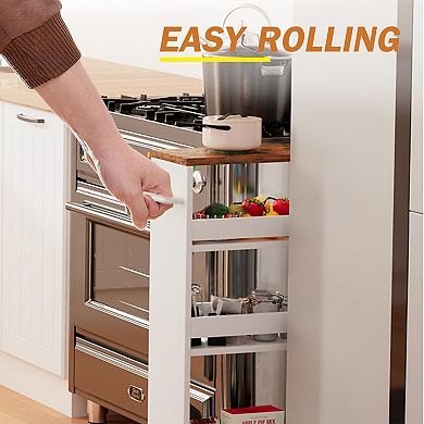 4-Tier Slim Slide-Out Rolling Storage Cart for Narrow Spaces