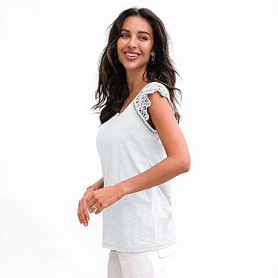 Casual Lace Cap Sleeve Fashion Tee