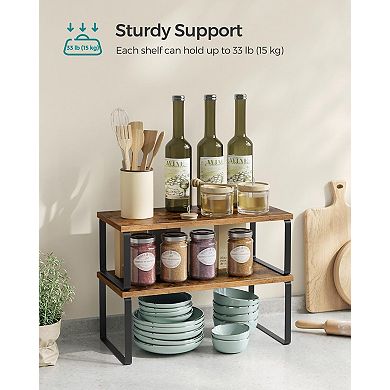 Stackable Expandable Cabinet Organizer Shelf Metal Wood Spice Rack