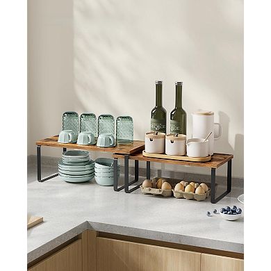 Stackable Expandable Cabinet Organizer Shelf Metal Wood Spice Rack