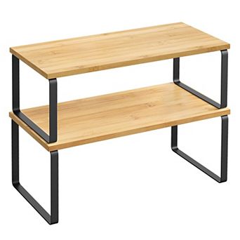 Stackable Expandable Cabinet Organizer Shelf Metal Wood Spice Rack