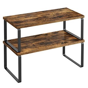 Stackable Expandable Cabinet Organizer Shelf Metal Wood Spice Rack