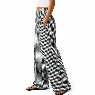 Casual Gingham Wide Leg Lounge Pants