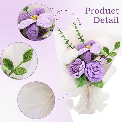 Handmade Crochet Sunflower Rose Bouquet Gift