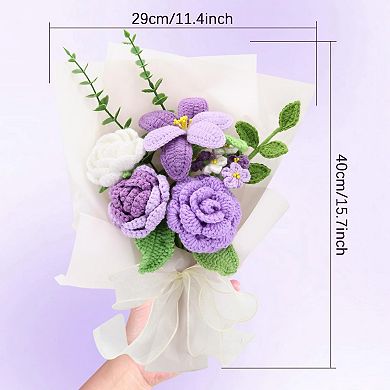 Handmade Crochet Sunflower Rose Bouquet Gift