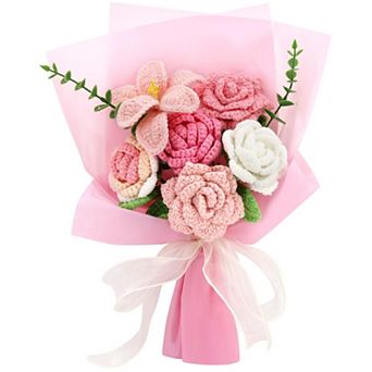 Handmade Crochet Sunflower Rose Bouquet Gift