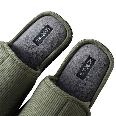 Roxoni Men’s Adjustable Slide Slippers with Memory Foam for Indoor and Outdoor Comfort
