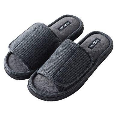 Roxoni Men’s Adjustable Slide Slippers with Memory Foam for Indoor and Outdoor Comfort