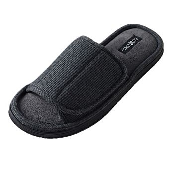 Roxoni Men’s Adjustable Slide Slippers with Memory Foam for Indoor and Outdoor Comfort