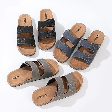 Roxoni Men’s Dual Strap Sandals with Suede Upper and Cushioned EVA Sole