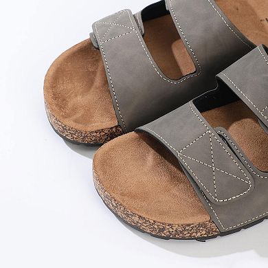 Roxoni Men’s Dual Strap Sandals with Suede Upper and Cushioned EVA Sole