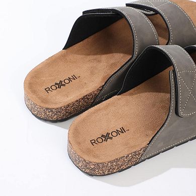 Roxoni Men’s Dual Strap Sandals with Suede Upper and Cushioned EVA Sole