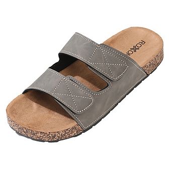 Roxoni Men’s Dual Strap Sandals with Suede Upper and Cushioned EVA Sole