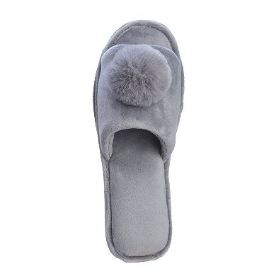 Roxoni Women’s Lovely Velvet Pom-pom Open Toe House Slides