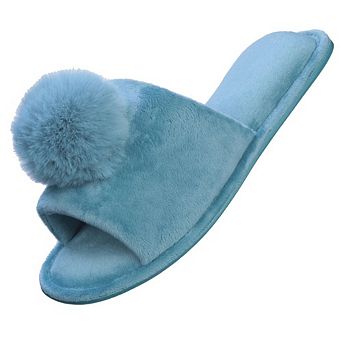 Roxoni Women’s Lovely Velvet Pom-pom Open Toe House Slides