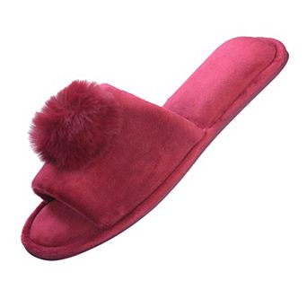 Roxoni Women’s Lovely Velvet Pom-pom Open Toe House Slides