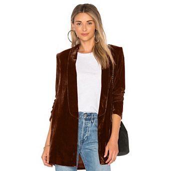 Women’s Velvet Blazer Cardigan Slim Fit Long Sleeve Open Front Casual Coat