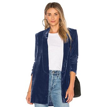 Women’s Velvet Blazer Cardigan Slim Fit Long Sleeve Open Front Casual Coat