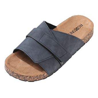 Men’s Adjustable Flat Sandals with Suede Upper and Cushioned Faux Cork Footbed