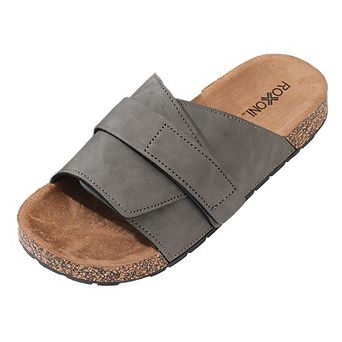Men’s Adjustable Flat Sandals with Suede Upper and Cushioned Faux Cork Footbed