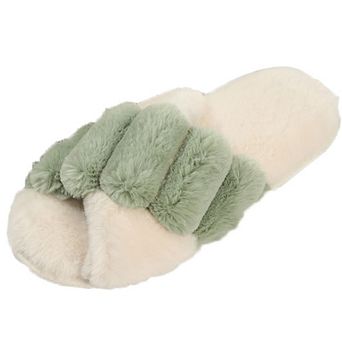 Roxoni Women's Faux Fur Slippers Soft Cotton Filling, Warm & Comfortable Slip-On