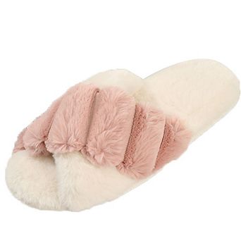 Roxoni Women's Faux Fur Slippers Soft Cotton Filling, Warm & Comfortable Slip-On