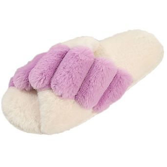 Roxoni Women's Faux Fur Slippers Soft Cotton Filling, Warm & Comfortable Slip-On