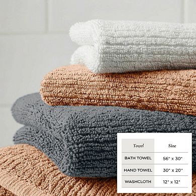 Madelinen 6-Piece Ribbed Bath Towel Set