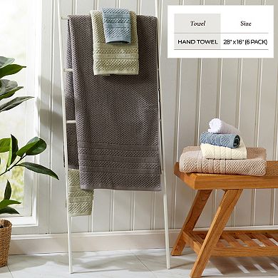 Madelinen 6-Pack Cotton Checkered Hand Towel Set