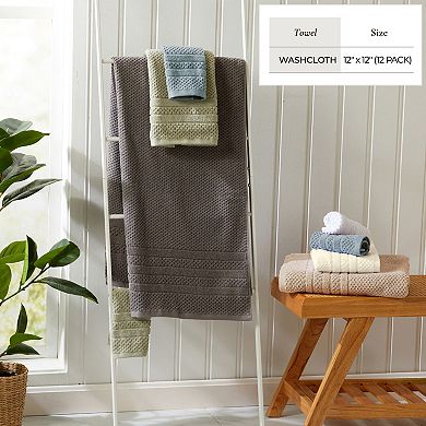 Madelinen 12-Pack Cotton Checkered Washcloth Set