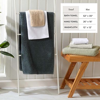 Madelinen 6-Piece Cotton Textured Woven Bath Towel Set
