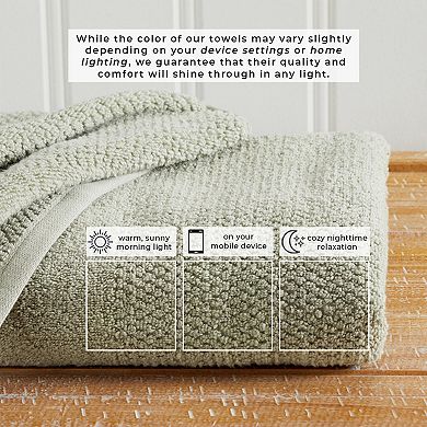 Madelinen 6-Piece Cotton Textured Woven Bath Towel Set