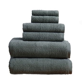 Madelinen® 6 pc Cotton Textured Woven Bath Towel Set