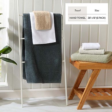 Madelinen 6-Pack Cotton Textured Woven Hand Towel Set