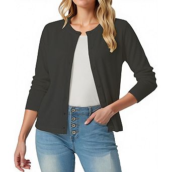 Women's Crewneck Cardigan Lightweight Long Sleeve Soft Knit Cardigans Sweater