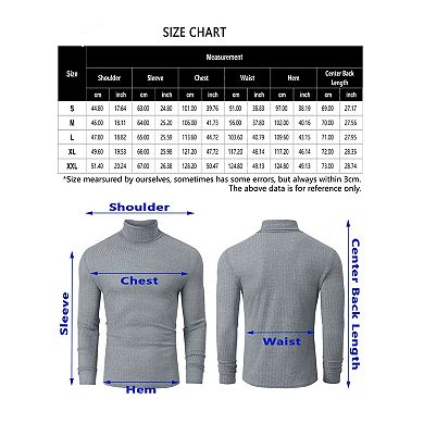 Mens High Neck Pullover Sweater Long Sleeve Ribbed Knit Slim Fit Tight Basic Solid Tops