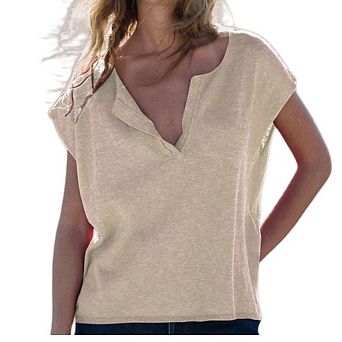 Summer Tops for Women Casual Short Sleeve Shirts Button V Neck Tunic Blouse Beach Vacation Clothes