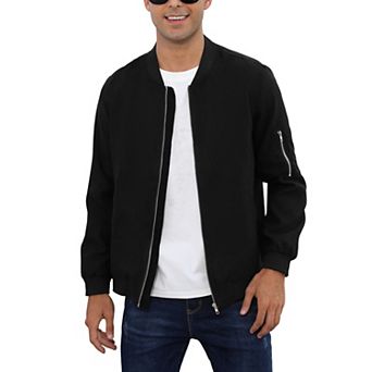 Mens Bomber Zip Up Lightweight Jacket Suede Faux Leather Vintage Military Casual Varsity Fall Coat