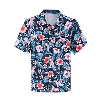 Men's Cotton Linen Shirt Summer Short Sleeve Button Down Shirt Hawaiian Beach Vacation Shirt