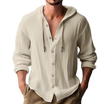 Men's Shirts Linen Shirt Long Sleeve Button Down Lightweight Tops