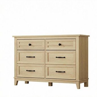 6 Drawer Dresser for Bedroom 47" Wide Freestanding Wooden Chest, for Living Room, Entryway