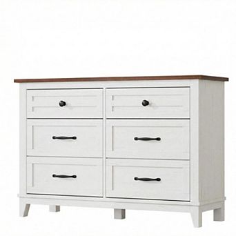 6 Drawer Dresser for Bedroom 47" Wide Freestanding Wooden Chest, for Living Room, Entryway
