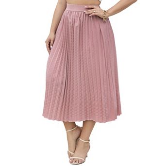 Womens High Elastic Waist Plus Size Pleated A Line Skirts Casual Stretchy Flowy Swing Maxi Skirt