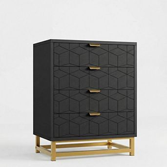 Modern 4 Drawer Dresser Versatile Organizer Cabinet for Bedroom, Living Room, Hallway, Entryway