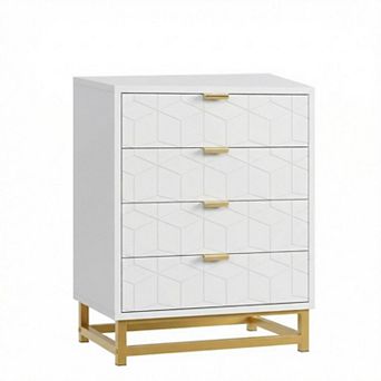 Modern 4 Drawer Dresser Versatile Organizer Cabinet for Bedroom, Living Room, Hallway, Entryway